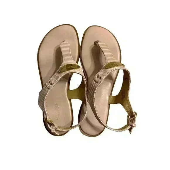 Michael Kors pink sandals with gold hardware.  Size 7.5 M, EUC - Picture 2 of 4